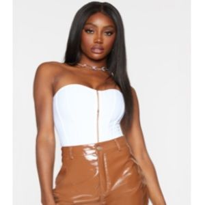 WHITE bandage hook and eye structured corset